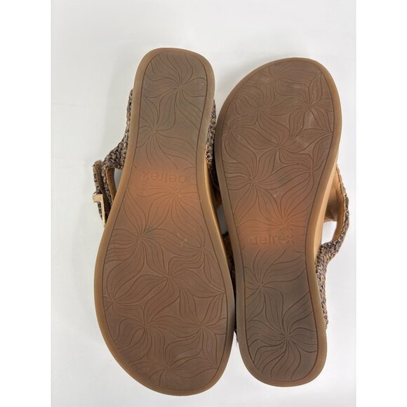 Aetrex Kate Orthotic Arch Support Thong Wedge Sandal Woven Brown EU 38 US 7.5-8 - Picture 8 of 8